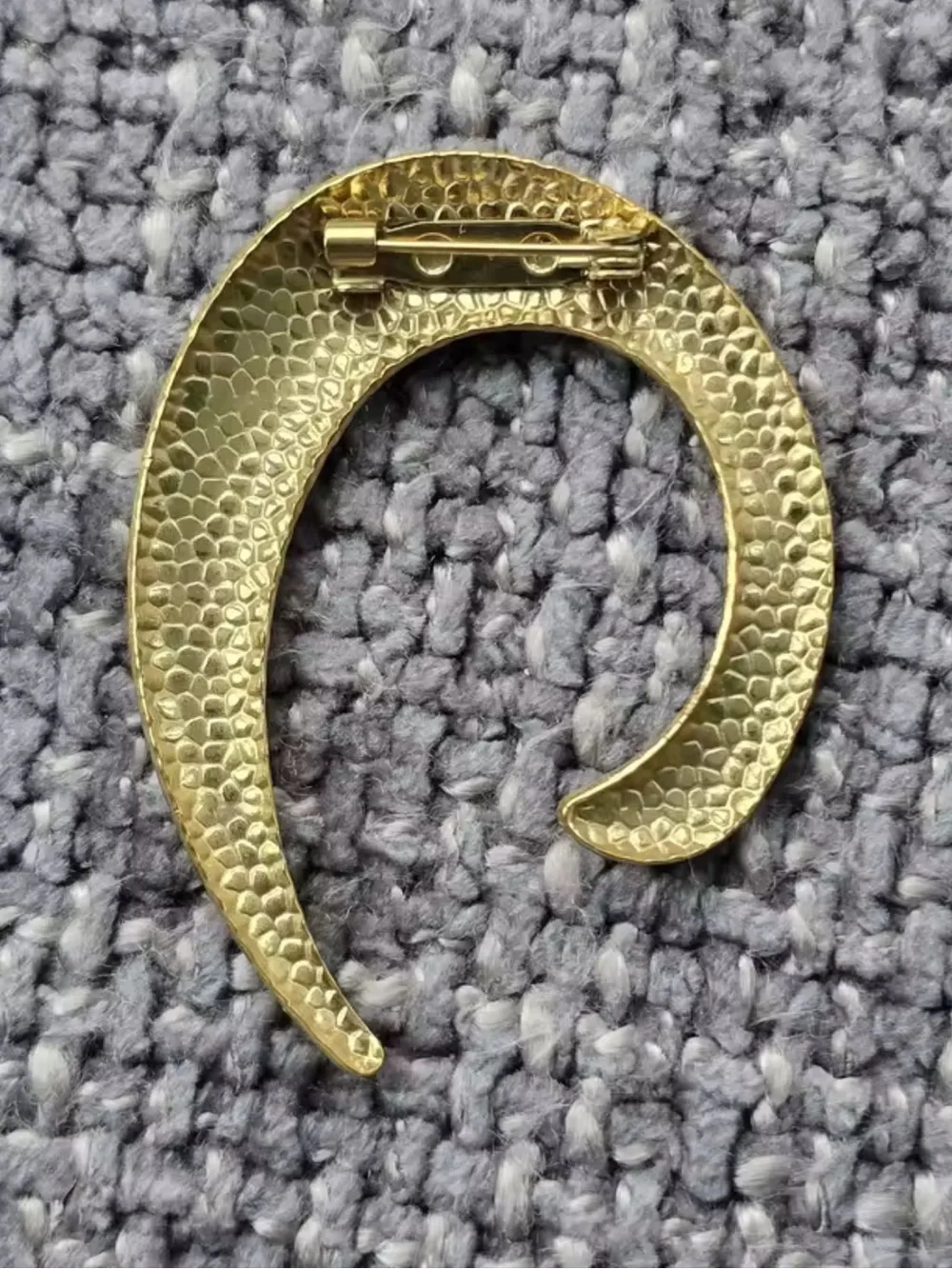 Hammered Gold Crescent Brooch